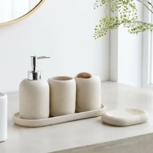 Conjunto de 5 Peças para Casa de Banho com Dispensador de Sabonete e Porta-Escovas de Dentes
