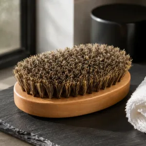 Escova de Barba Masculina com Cerdas Macias de Javali e Cabo de Madeira
