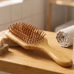 Escova de Cabelo com Cerdas de Bambu e Madeira