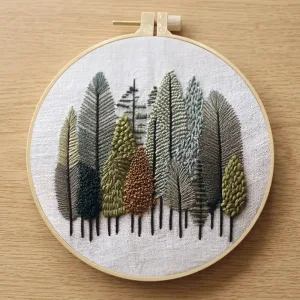 Kit inicial de bordado DIY de natureza com bastidor