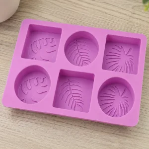 Molde de Silicone de 6 Cavidades em Forma de Folha para Artesanato