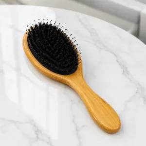 Escova desembaraçadora de cerdas macias para cabelo e pente de madeira para massagem do couro cabeludo