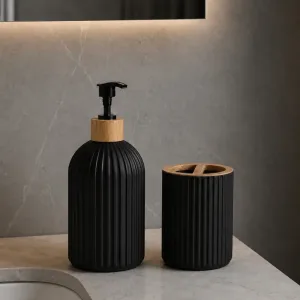 Conjunto de dispensador de sabonete para bancada de casa de banho e porta-escovas de dentes