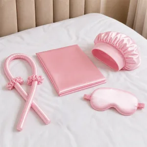 Conjunto de 6 peças com touca de cabelo, varinha modeladora, fronha sedosa e máscara de dormir