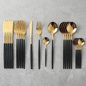 Conjunto de talheres em aço inoxidável de 24 peças