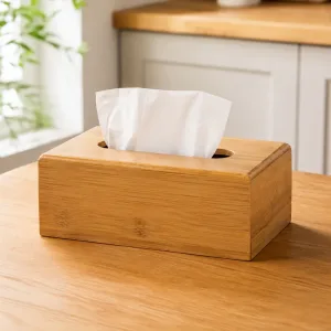Caixa de madeira para lenços, porta-guardanapos de bambu