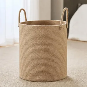 Cesto Grande de Arrumação para Roupa em Corda de Algodão Organizador Entrançado Elegante