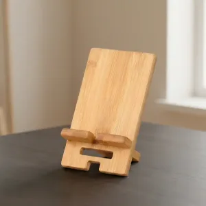 Suporte de telefone em madeira, suporte móvel de bambu