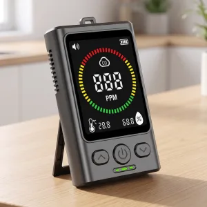 Mini monitor autônomo recarregável de qualidade do ar, detector de monóxido de carbono e alarme de CO
