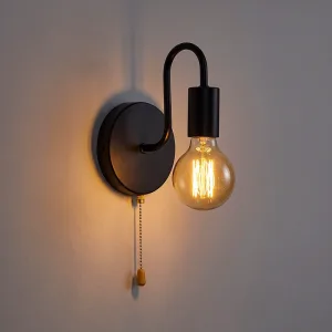 Aplique de parede em ferro industrial de estilo retro com interruptor de puxar