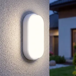 Arandela LED oval minimalista de parede em branco frio