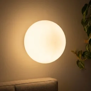 Arandela Redonda Minimalista de Vidro Fosco com LED Branco Quente