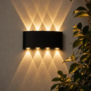 Aplique de parede LED de alumínio impermeável para exterior com luz para cima e para baixo