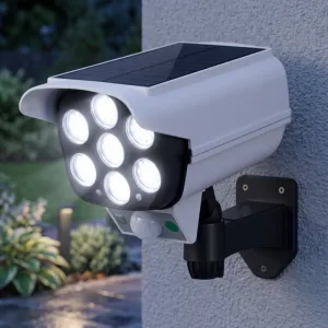 Lâmpada Exterior à Prova de Água Alimentada por Energia Solar com Simulação de Vigilância, Detetor de Movimento e Comando Remoto