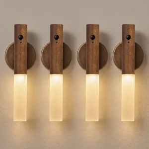 Luz noturna LED recarregável com sensor de movimento, 4 peças, luminária magnética de parede para corredor