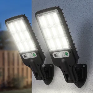 Conjunto de 2 luzes solares de exterior de parede com detetor de movimento, lâmpada à prova de água