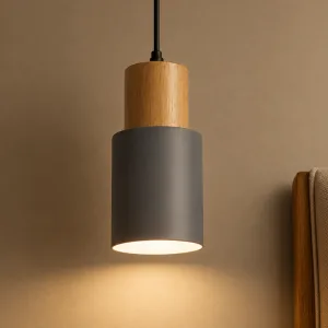 Lustre suspenso individual minimalista em madeira para lâmpada LED de teto