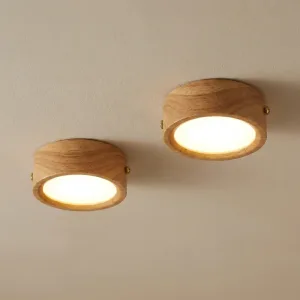 2 unidades de Foco LED de Teto Ajustável em Madeira de Montagem Rente