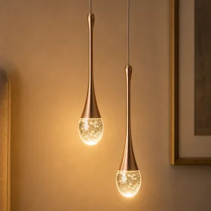 Lustre de cristal moderno com luminárias pendentes ajustáveis