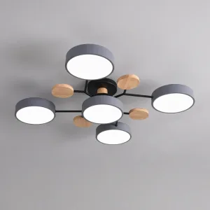Lustre moderno redondo de montagem rente ao teto com luzes de teto LED ajustáveis
