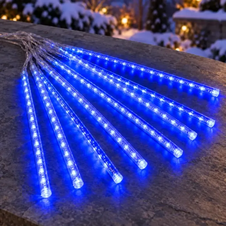 meteor string lights, solar meteor shower christmas lights